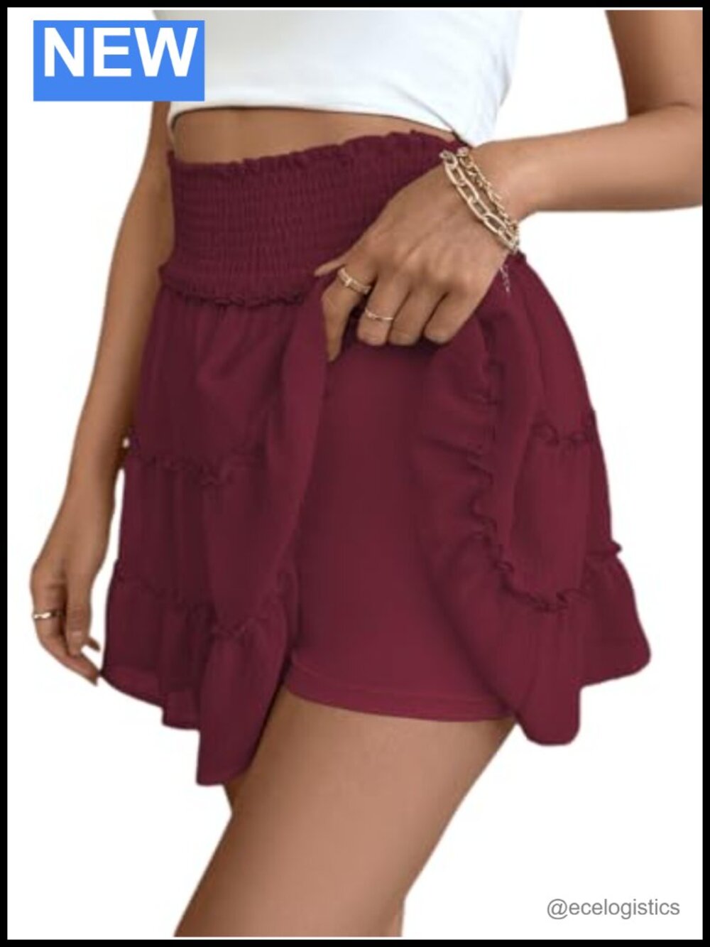 Women's Pleated Tennis Skort High Waisted Ruffle Hem with Built-in Shorts